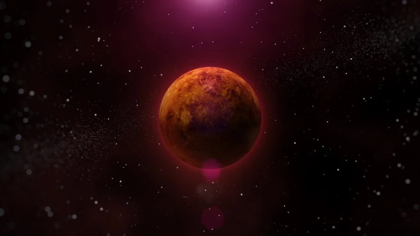 the red planets are glowing and shining in space