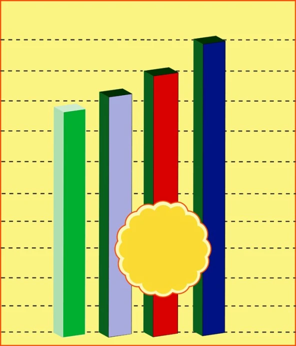 some colorful bars with a yellow tag on it