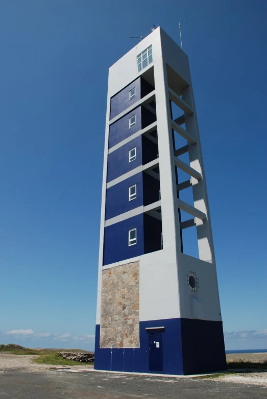 a tall sign sitting in front of a blue sky