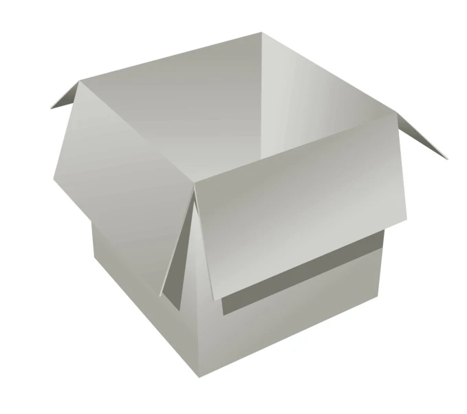 an open box with a handle is shown in gray