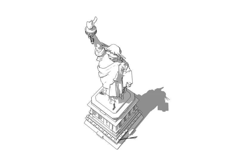 a drawing of the statue of liberty