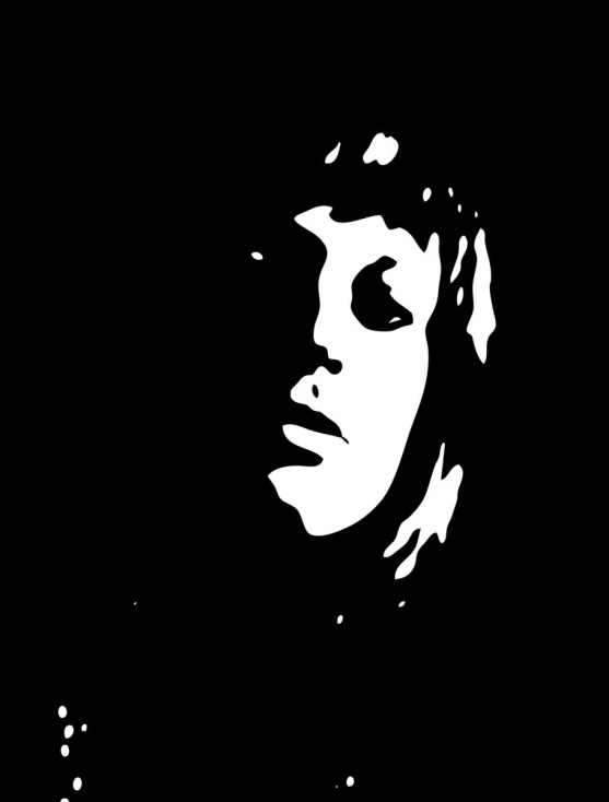 black and white drawing of a woman with half - obscured face