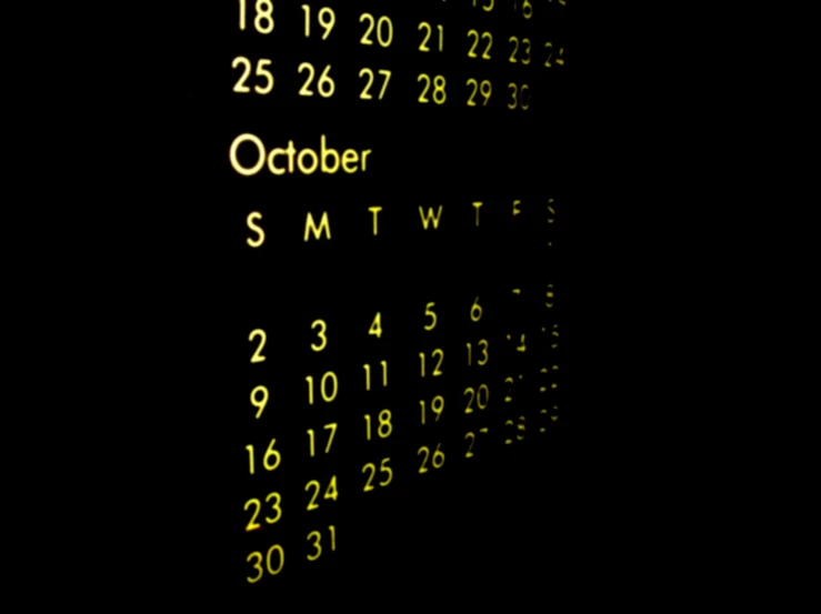 a black background with yellow numbers and words