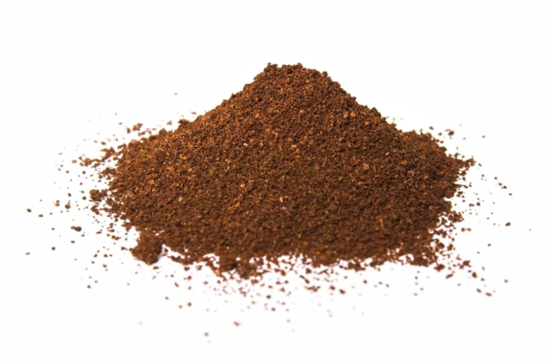 red powdered food on a white background
