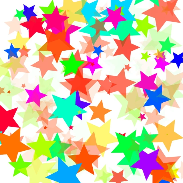 multi colored stars flying through the air