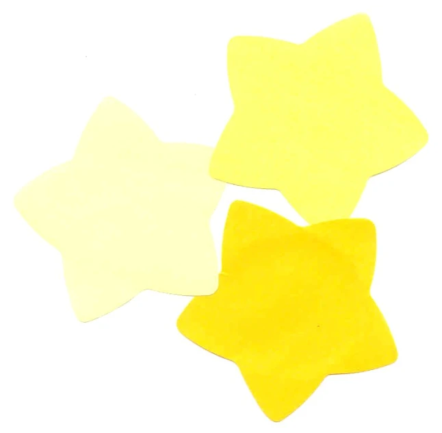 four stars shaped on white and yellow with one yellow, the other white
