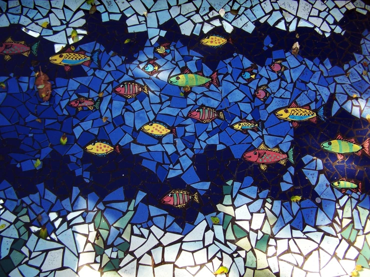 close up of a glass and mosaic design