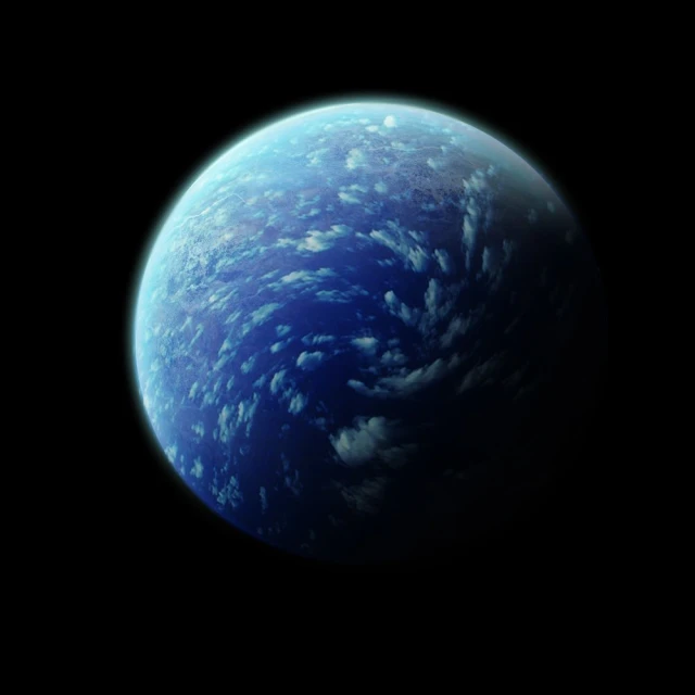 a blue earth that has clouds and stars in it
