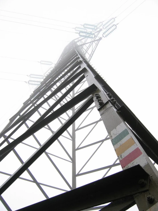 an industrial power line with a rainbow strip design