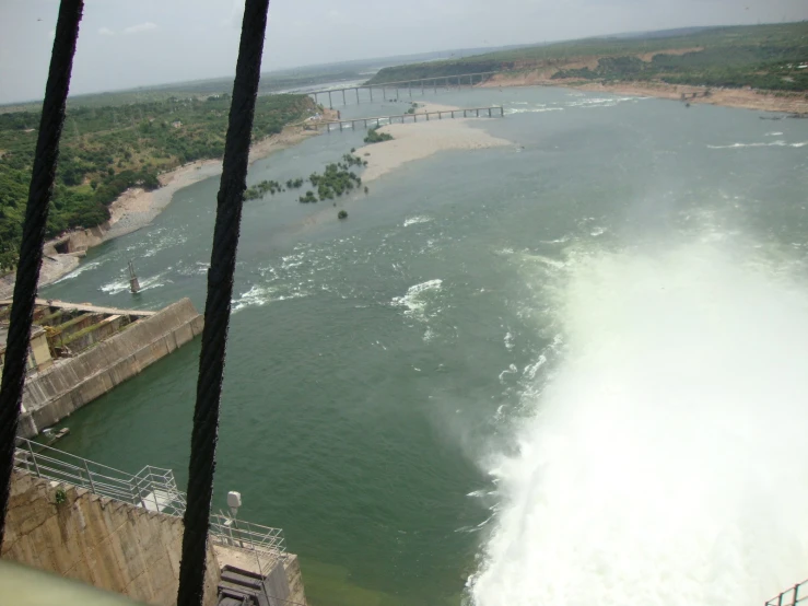 view from top of the dam with water in it