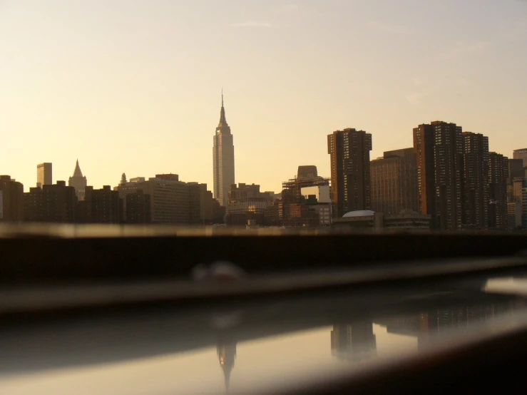 a very large city skyline at sunset or dawn