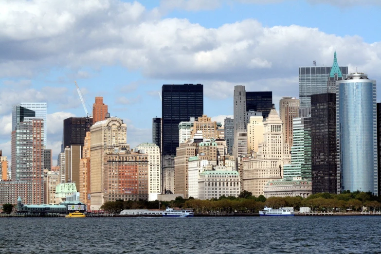 a large group of buildings on a city island