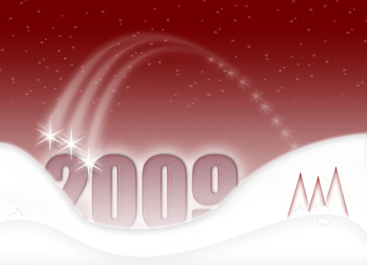 a red and white greeting card with the words 2000 in the snow