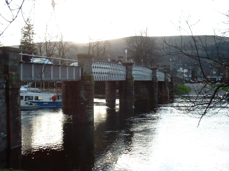 a couple of bridges crossing a body of water