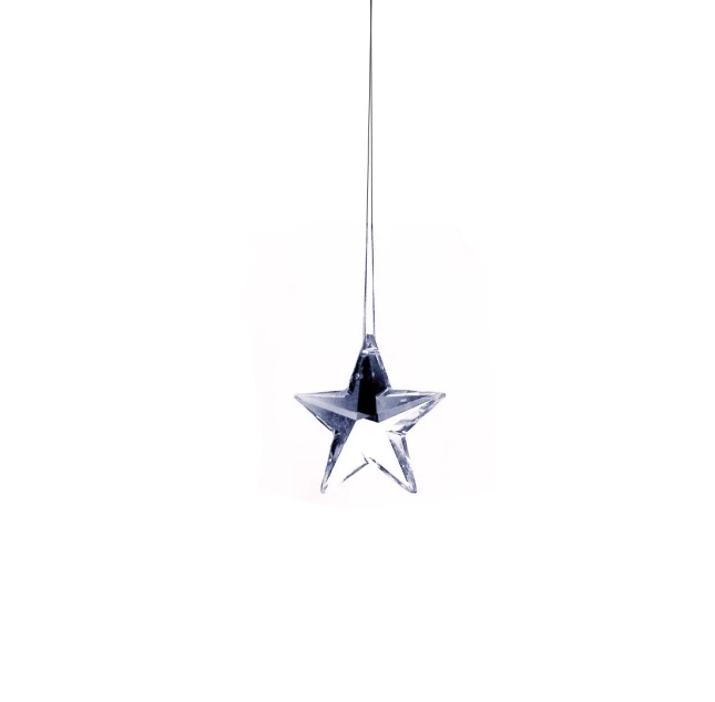 a silver hanging star decoration on a string