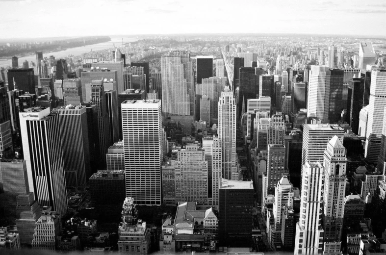 a large city skyline with tall buildings