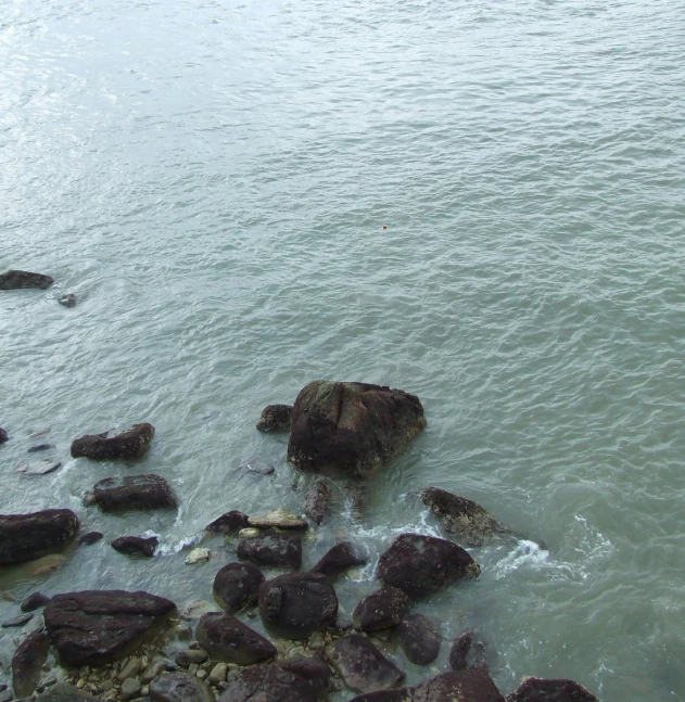 a boat is out on the water near the shore