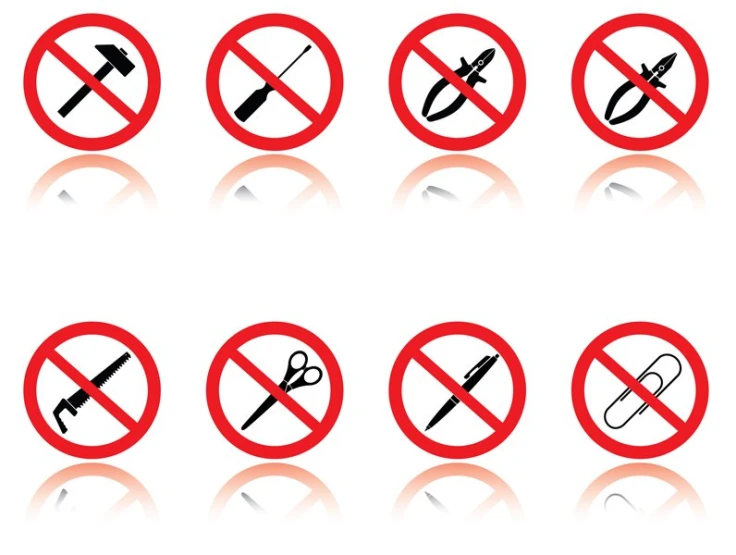 different kinds of no scissors sign in red