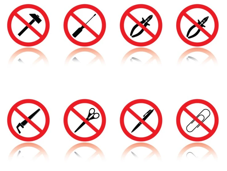different kinds of no scissors sign in red