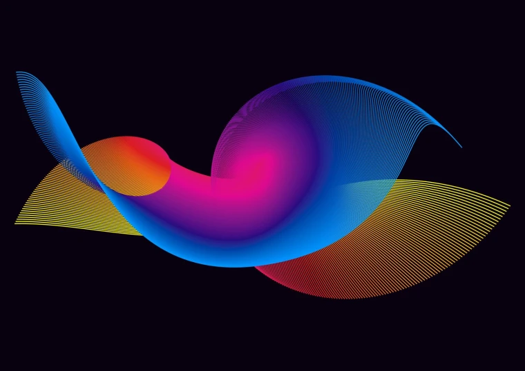 an artistic art work with wavy lines and colors