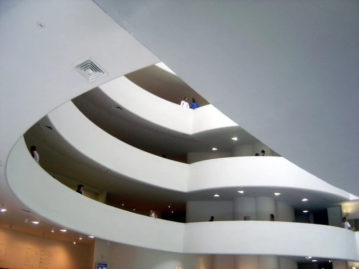 the inside of a building with an unusual spiral design
