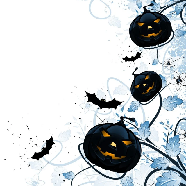 a spooky background with scary faces and leaves