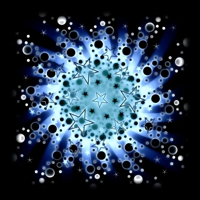 a blue abstract flower made of many stars