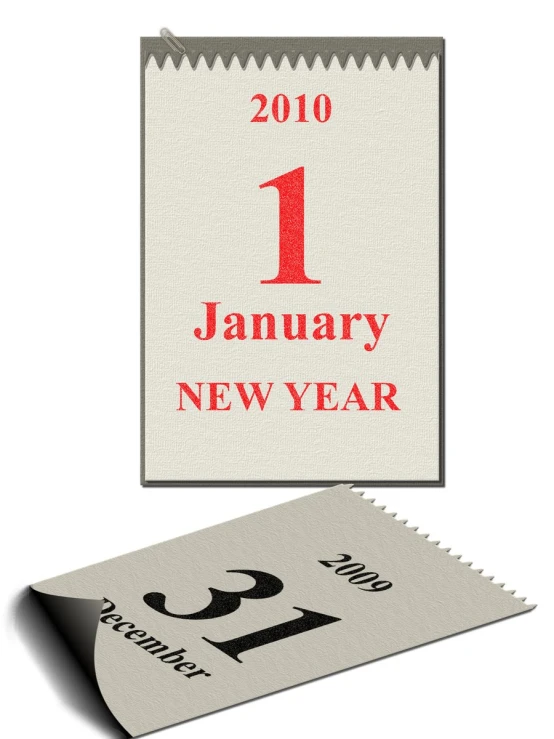 an image of a 2009 new year calendar on white paper