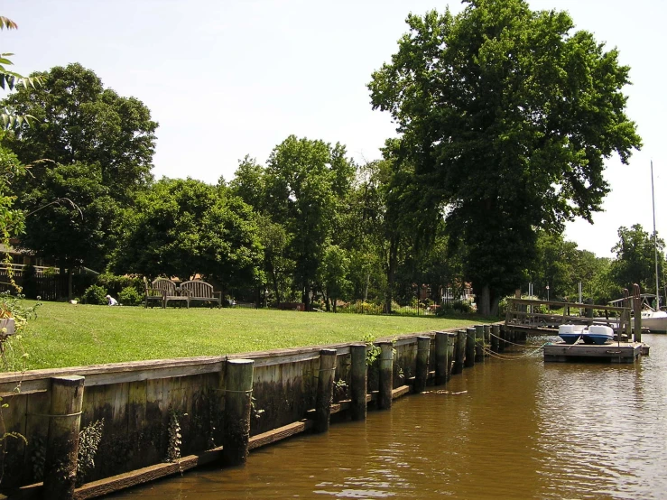 water with a dock and boats on it