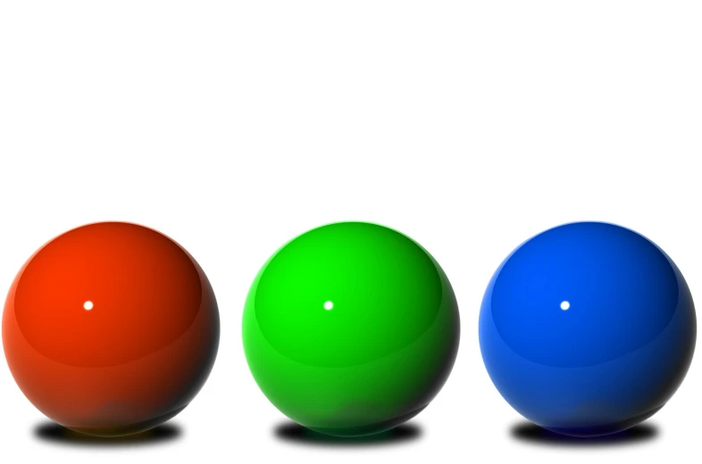 three balls, four with different colors and one without