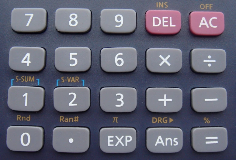 a calculator that shows the percentage of dollars and the numbers between each