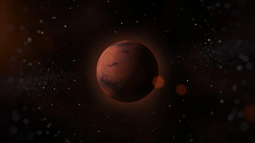 a red planet with stars in the background