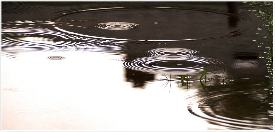 three circles reflecting on top of the water