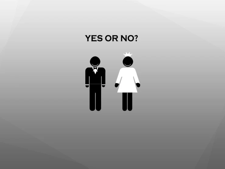 two people wearing suits and one has the word yes or no