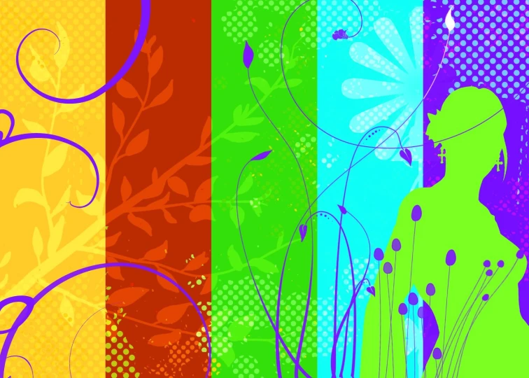 a colorful abstract background with floral decoration