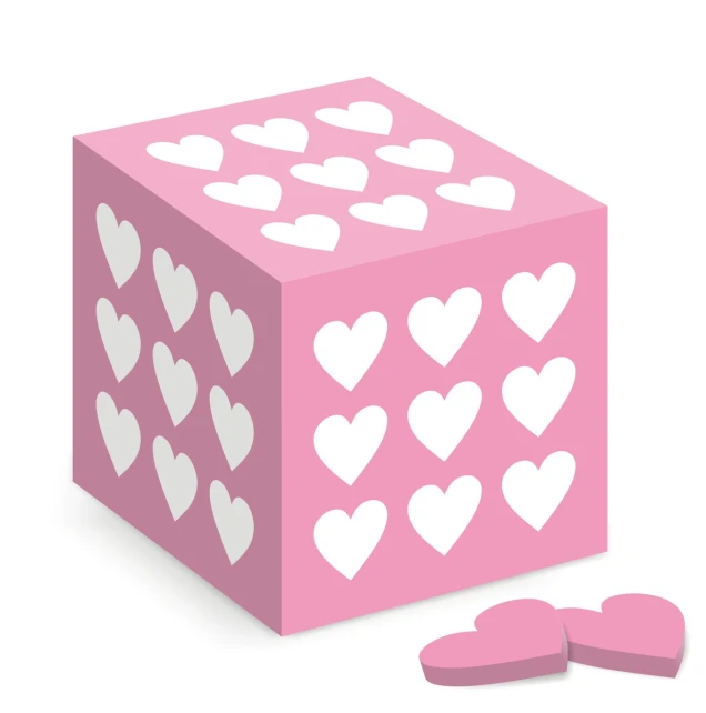 a pink box with hearts cut out