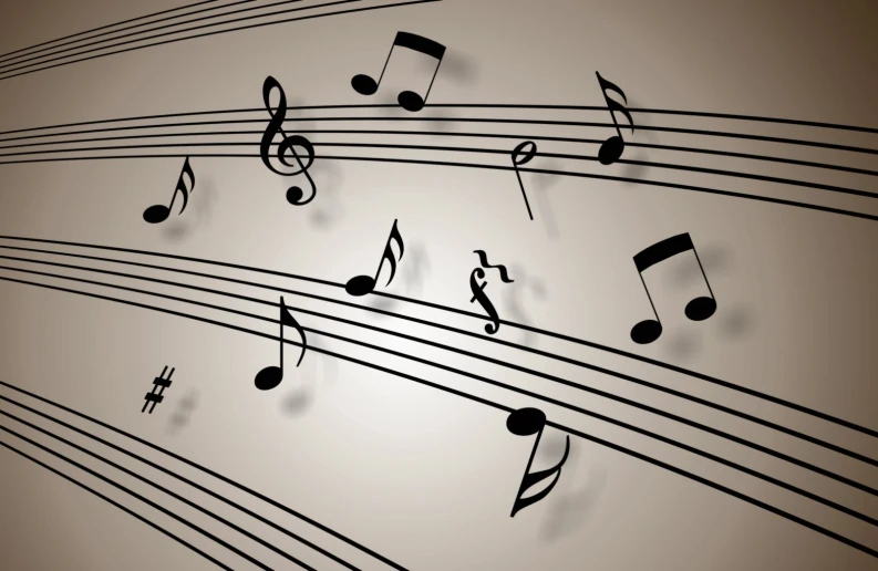 music notes with musical notations and clefs