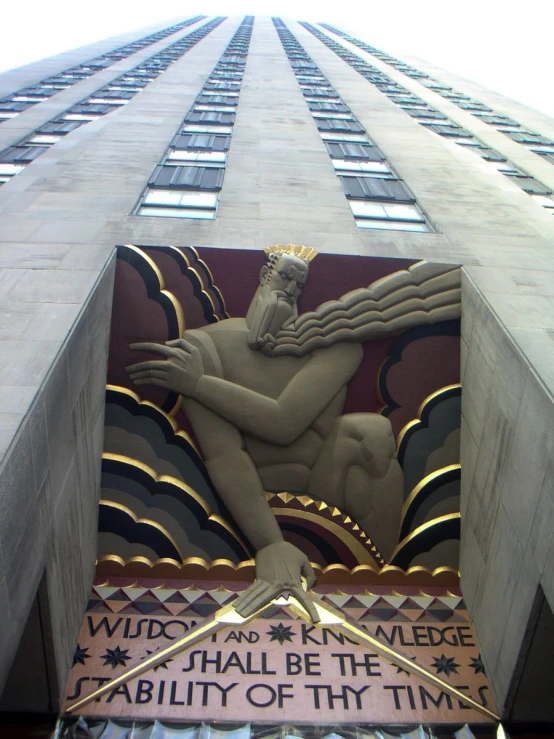 a view of the front of a building that has been decorated