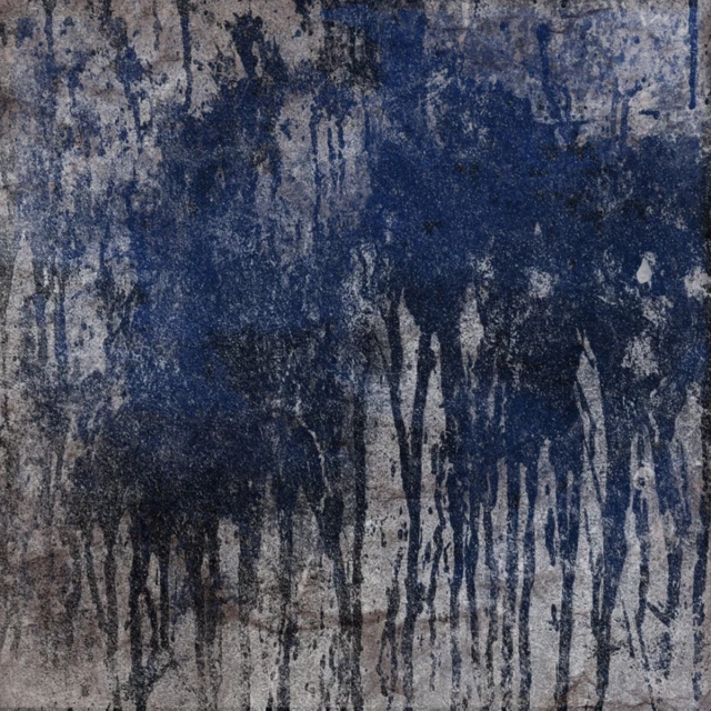 blue trees, on an old grungy fabric