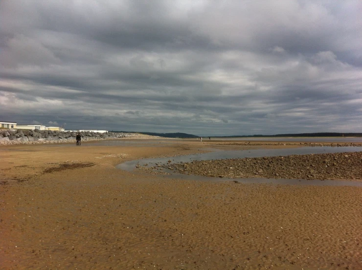 some brown dirt sand and water and people