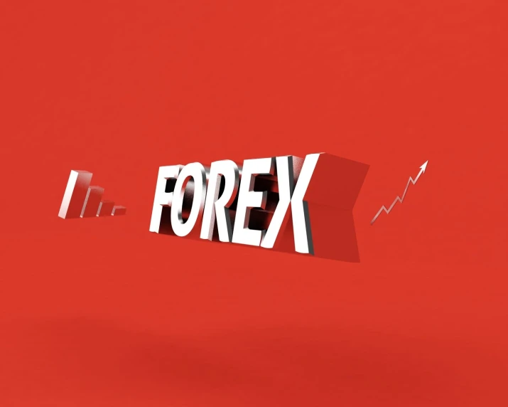 an abstract image of forex on a red background