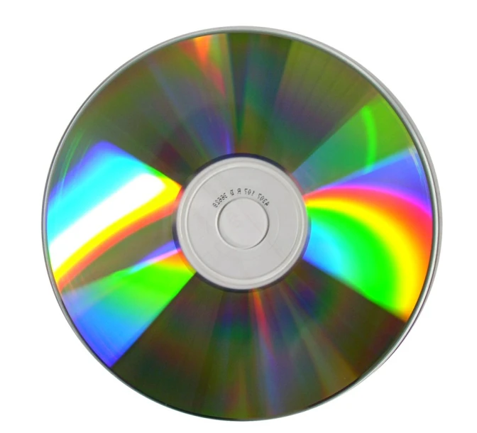 a multi colored dvd on white background