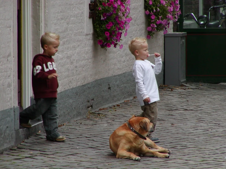 there is a boy and a boy that are standing next to each other