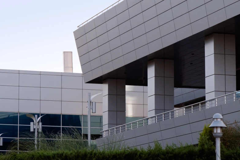 an outside view of a building and the grass