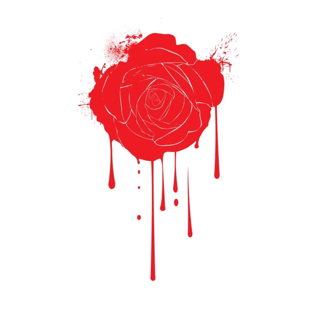 the red rose is dripping from the stem