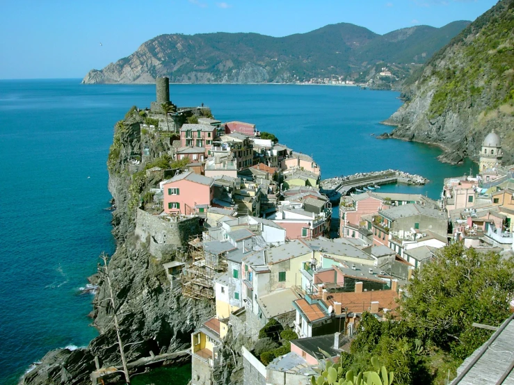 the picturesque and colorful village on a cliff overlooking the water