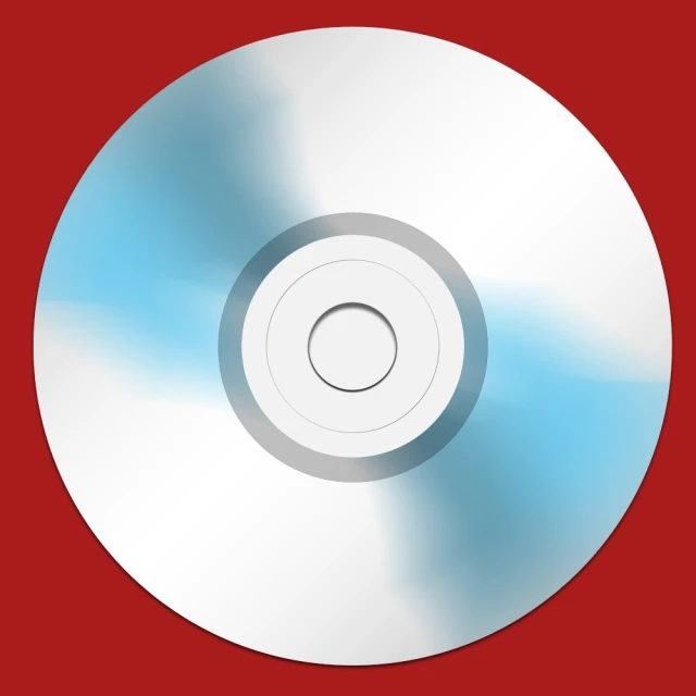 a blue and white disc on a red background