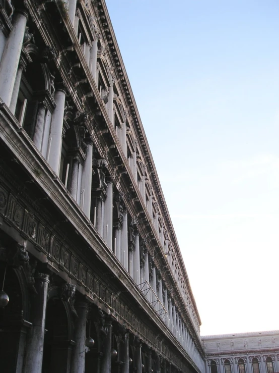 a street view with a building in the background