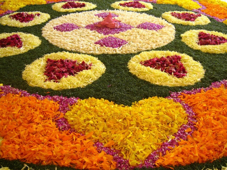 a large flowered pattern on a field