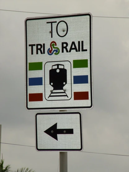 a street sign pointing in the direction to railroad